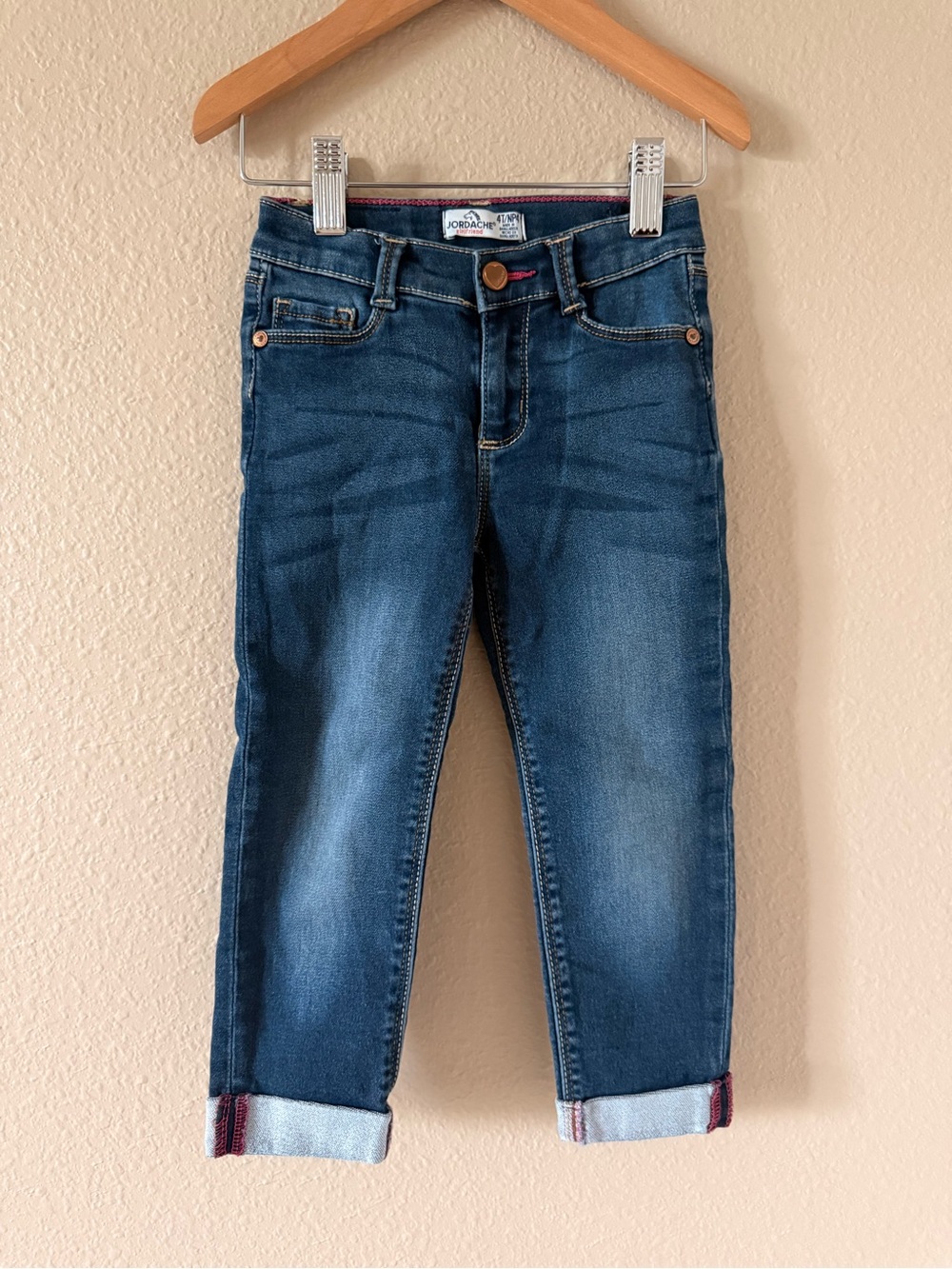 Jordache Dark Blue Denim Jeans with Pink Trim